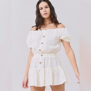 Eberjey Elsie Portola Tiered Eyelet Mini Dress White Small